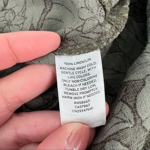 Caslon linen ruffle skirt drawstring XS leaf tiered hem Nordstrom knee length - Picture 3 of 6